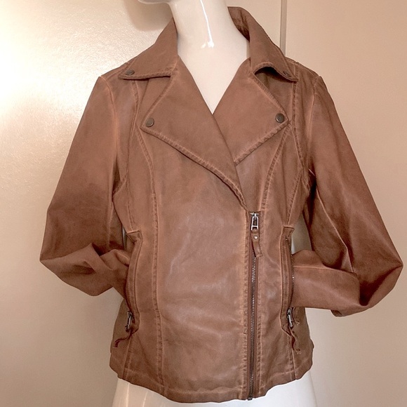 Max Studio Cognac Moto Jacket Medium - Picture 2 of 6